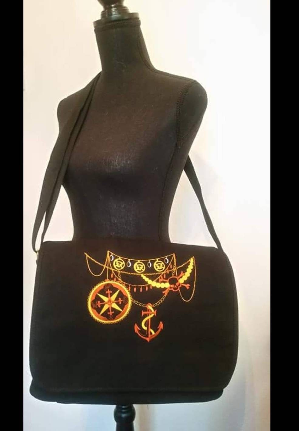 Embroidered Steampunk Messenger Bag: Vintage Canvas Shoulder Bag