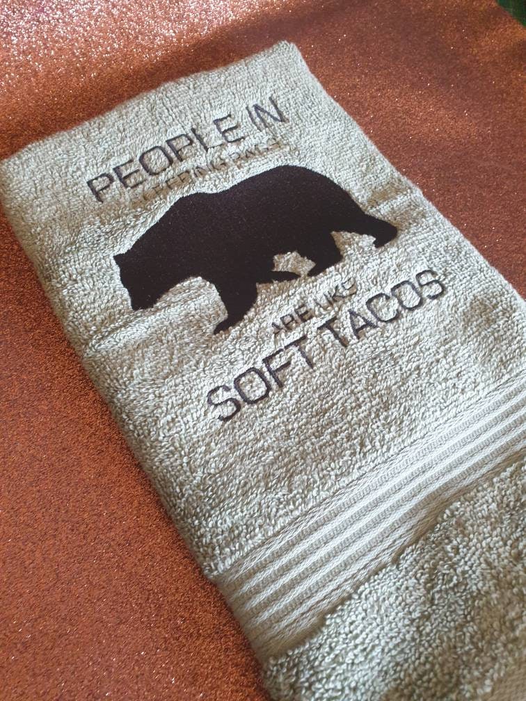 Embroidered Bear Camping Towel: Novelty Gift