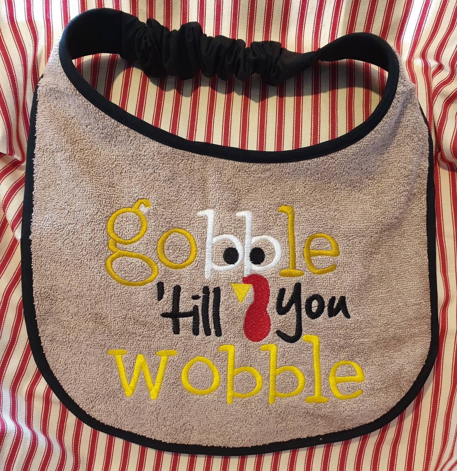 Large Dog Bib: Terry Towel Slobber Bib - Thanksgiving Design