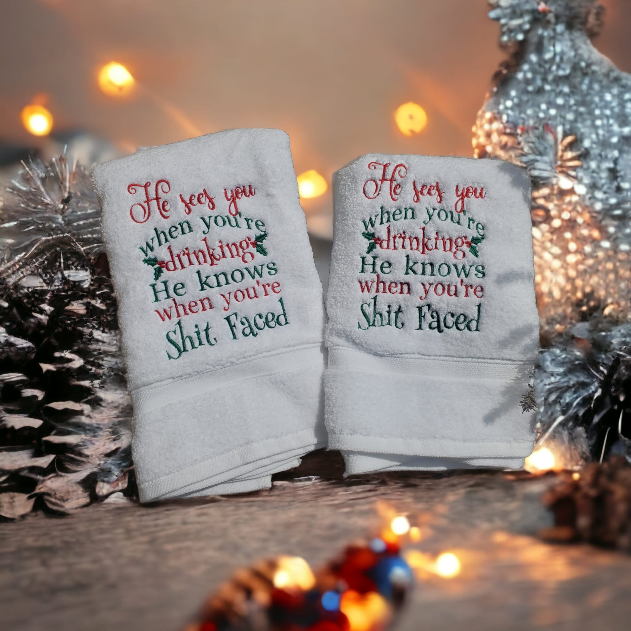 Funny Embroidered Kitchen Hand Towel: Christmas Decor (40x60cm)