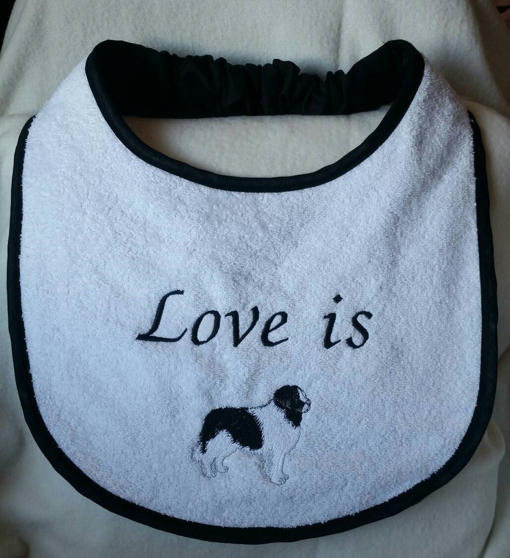 Large Breed Dog Bib: Absorbent Terry Towel, Newfoundland, Personalizable