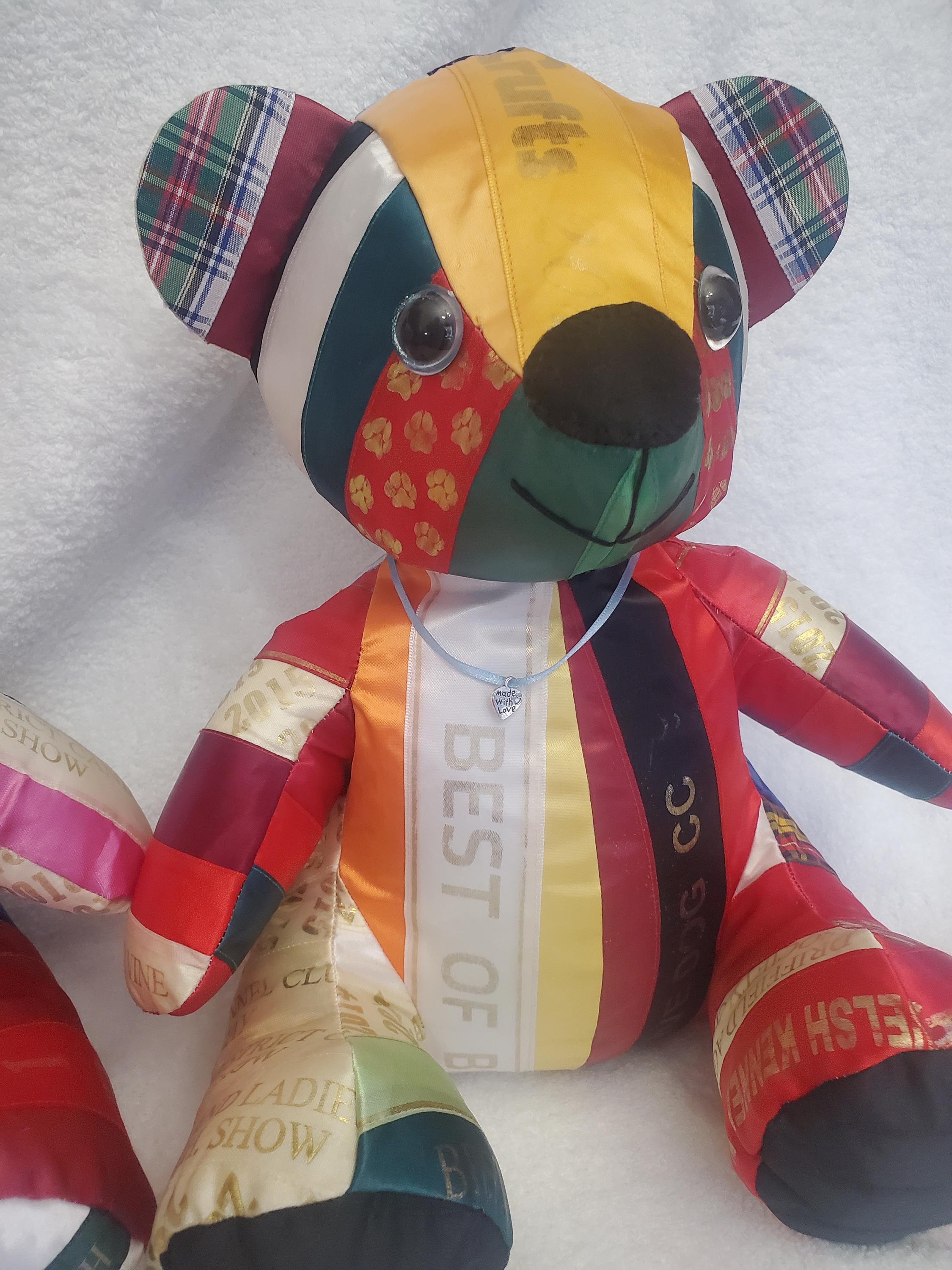Rosette Ribbon Memory Bear: Bereavement Keepsake, Pet Loss Gift
