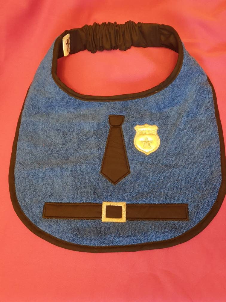 Large Breed Dog Bib: Absorbent Terry Towel, Police Dog Design