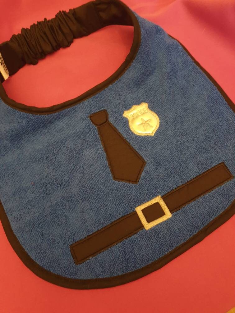 Large Breed Dog Bib: Absorbent Terry Towel, Police Dog Design