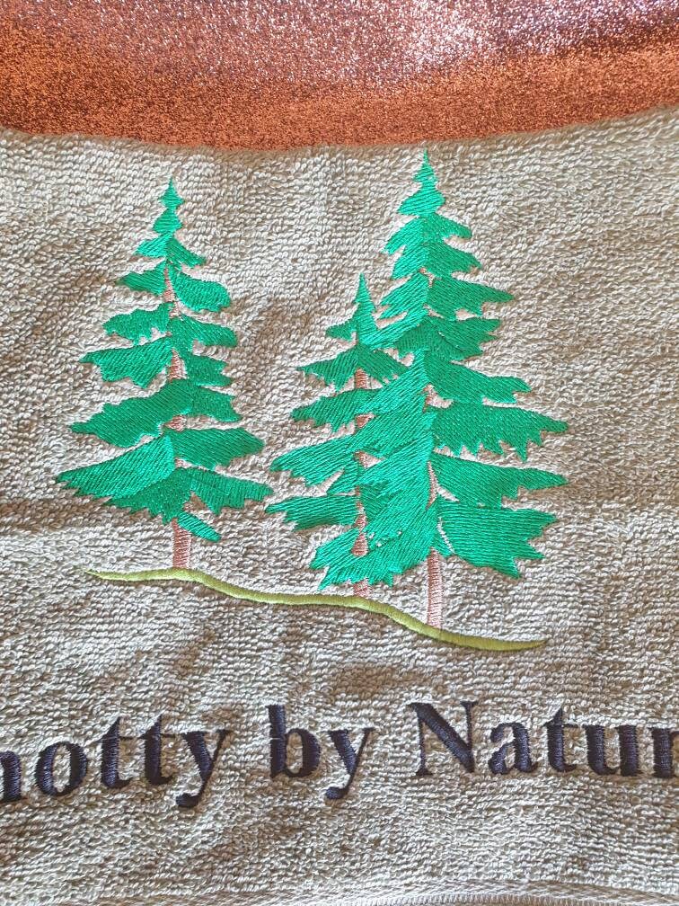 Embroidered Pine Tree Towel: Novelty Nature Gift
