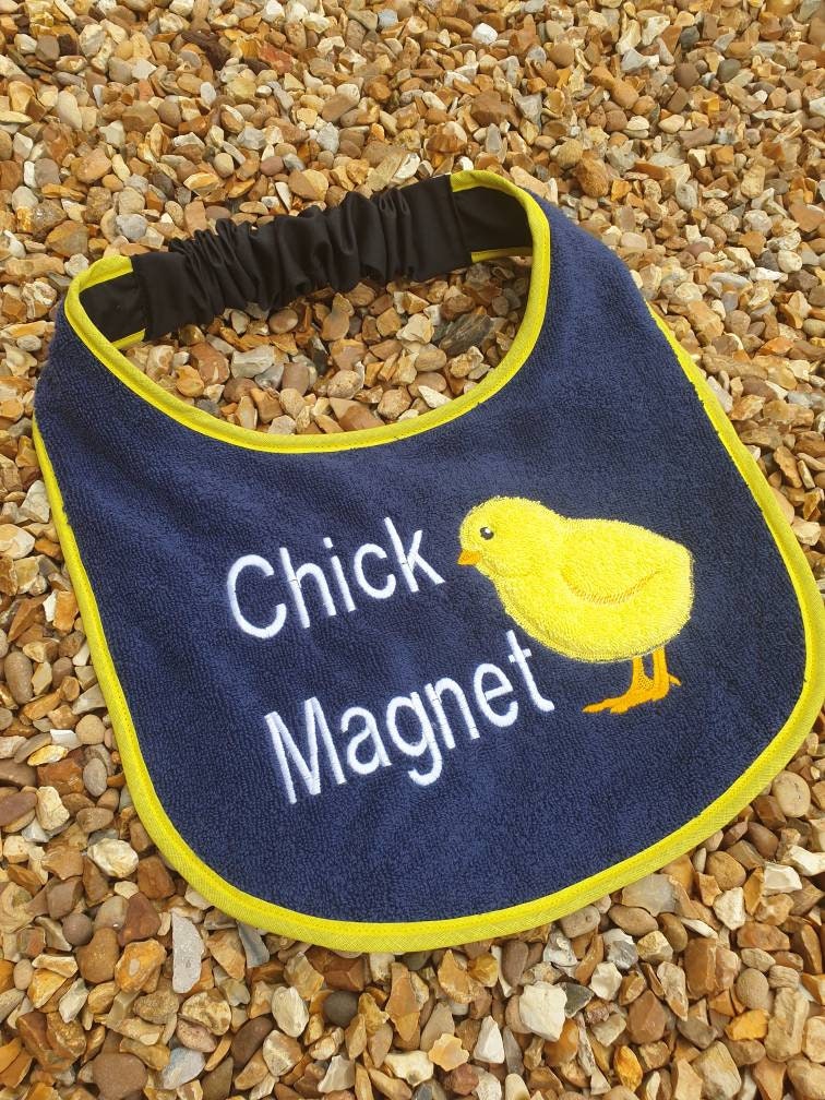 Large Breed Dog Bib: Terry Towel Slobber Bib with Chicken Applique