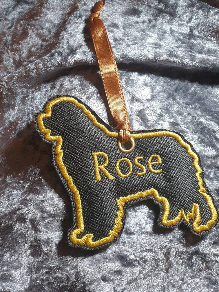 Personalized Newfoundland Christmas Ornament: Embroidered Dog Silhouette