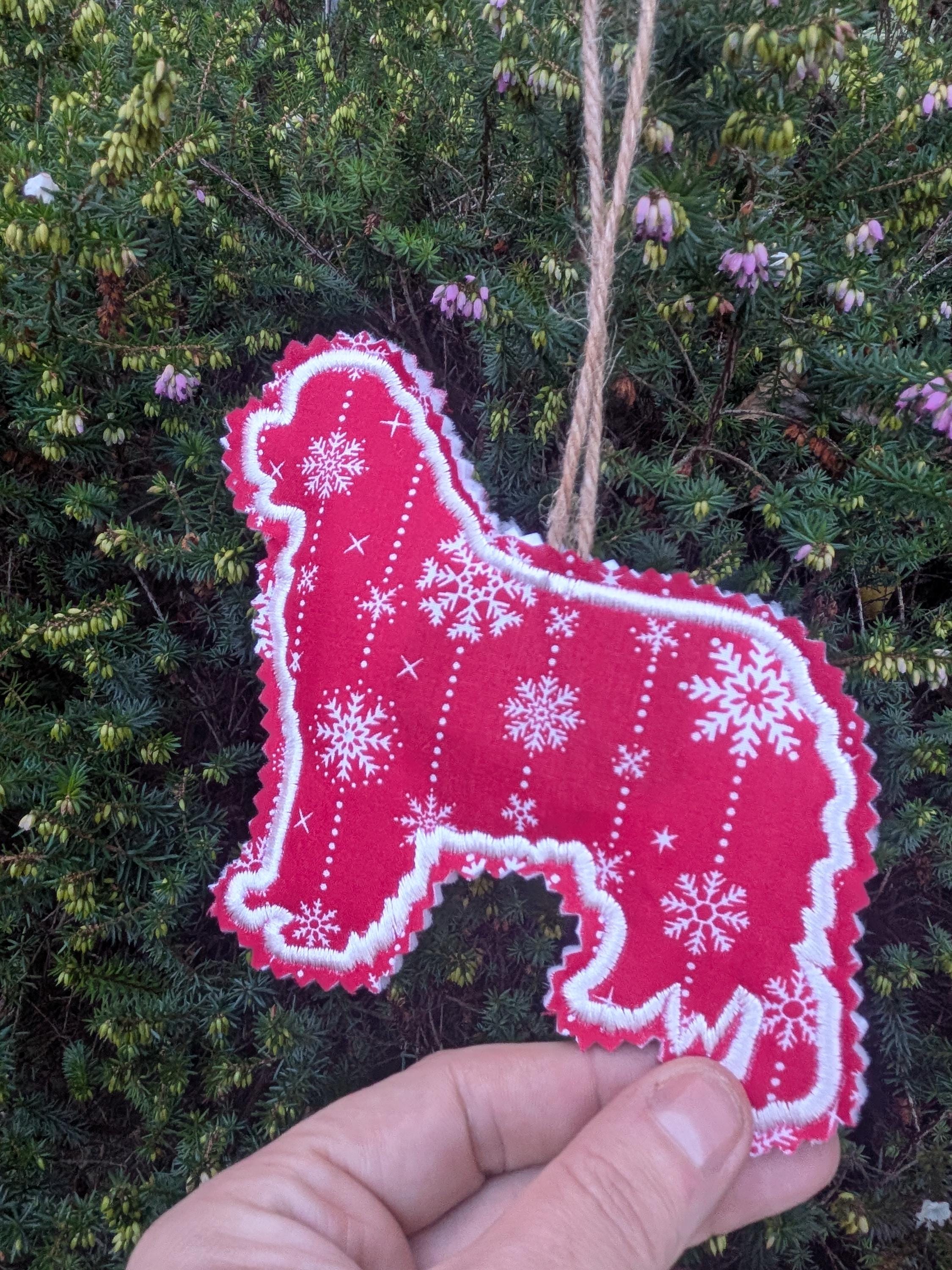 Newfoundland Christmas Tree Ornament: Glitter Fabric Dog Decoration