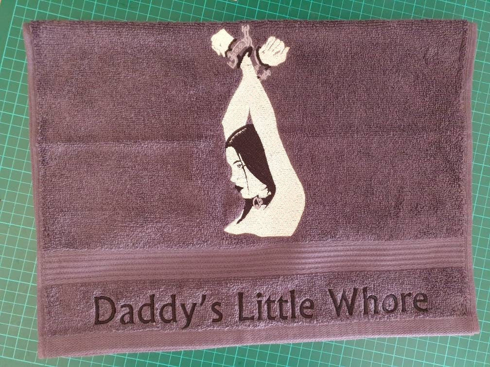 Submissive,Bondage , Kinky Embroidery , hand towel, gothic, halloween embroidered, bathroom decor ,goth bathroom , Sub ,Dom