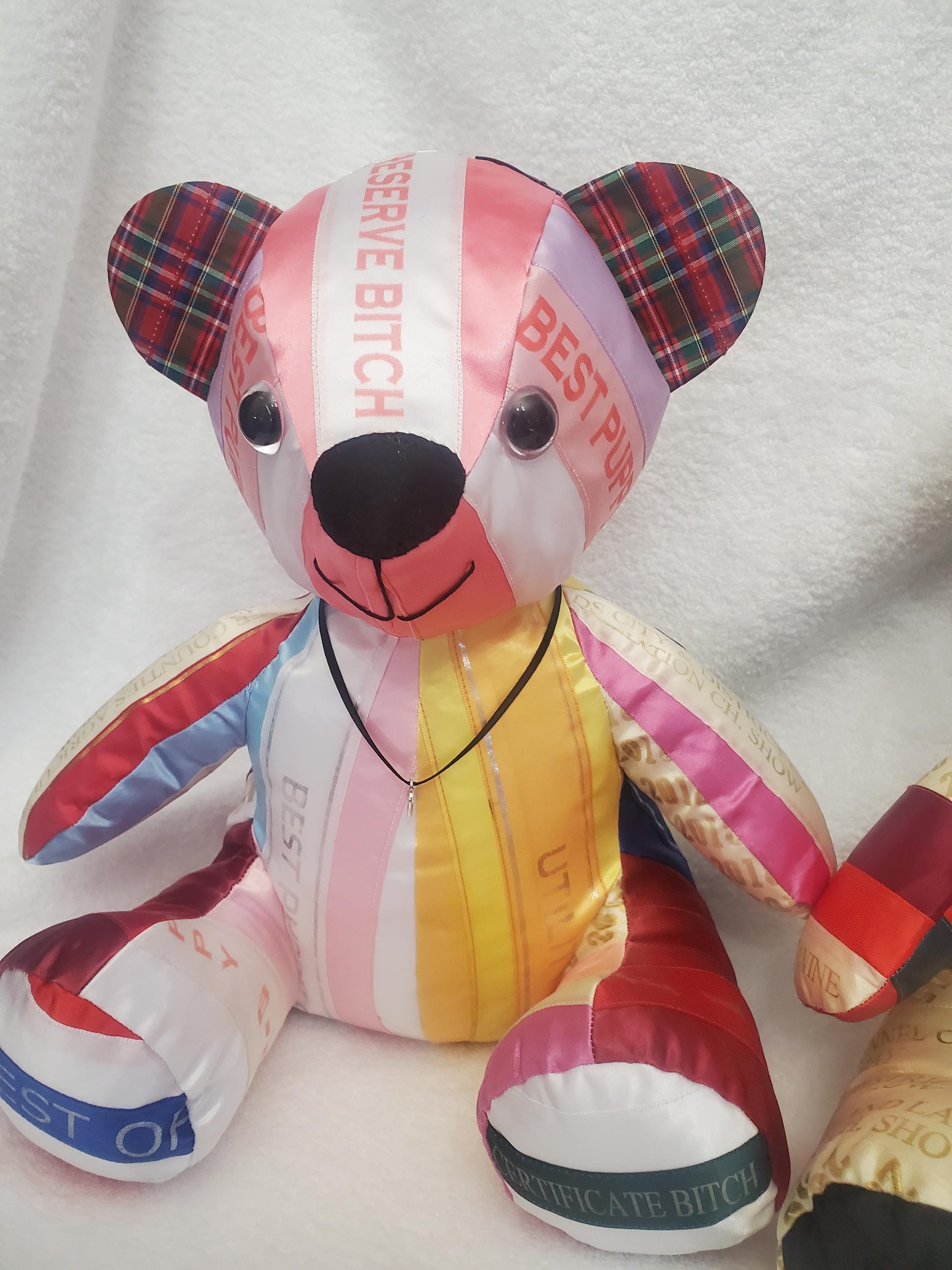 Rosette Ribbon Memory Bear: Bereavement Keepsake, Pet Loss Gift