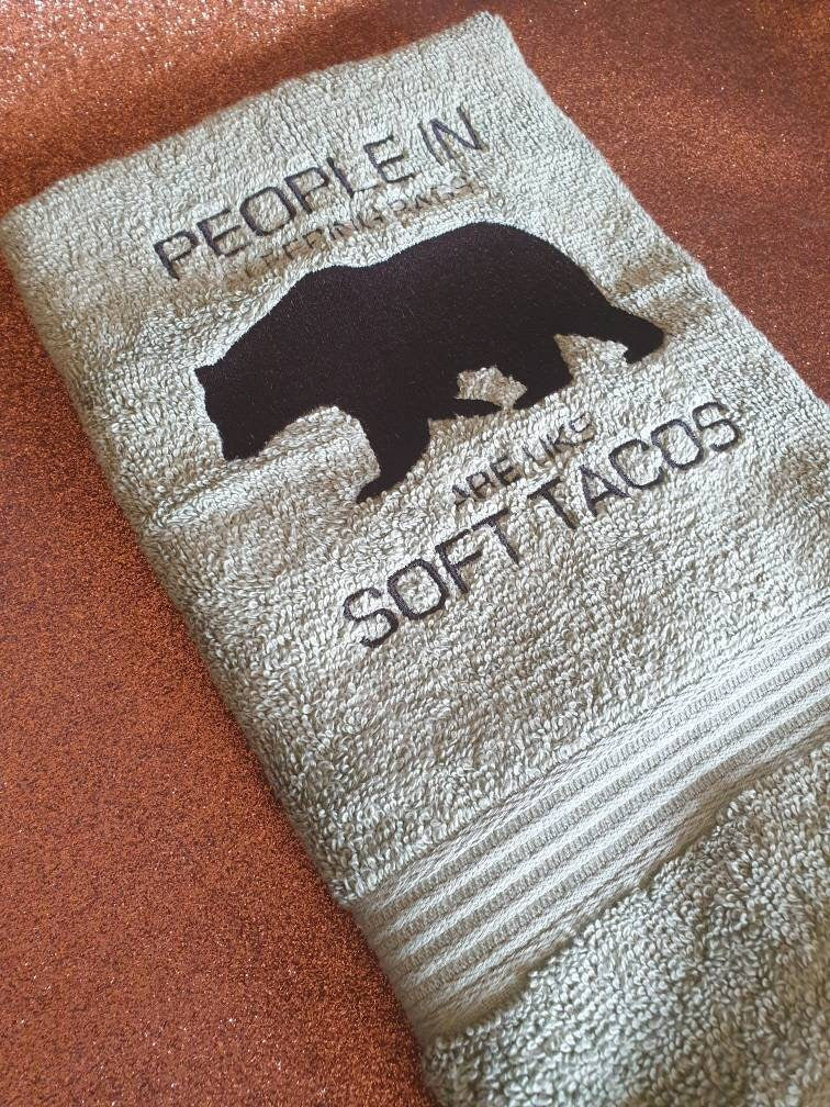 Embroidered Bear Camping Towel: Novelty Gift
