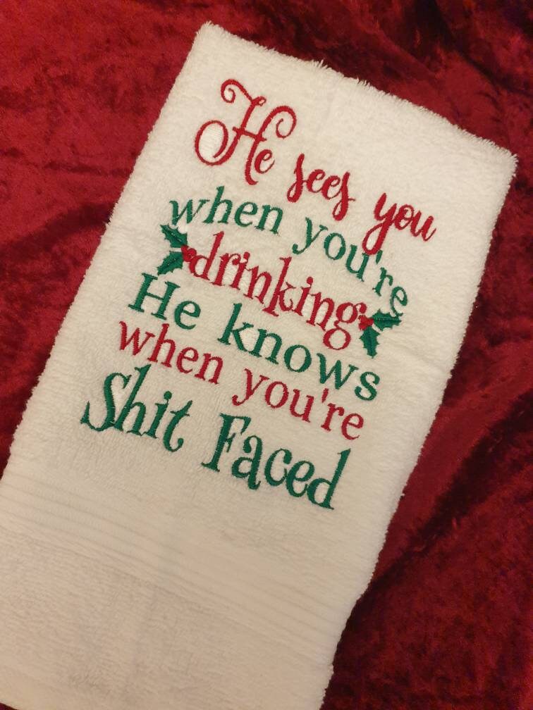 Funny Embroidered Kitchen Hand Towel: Christmas Decor (40x60cm)