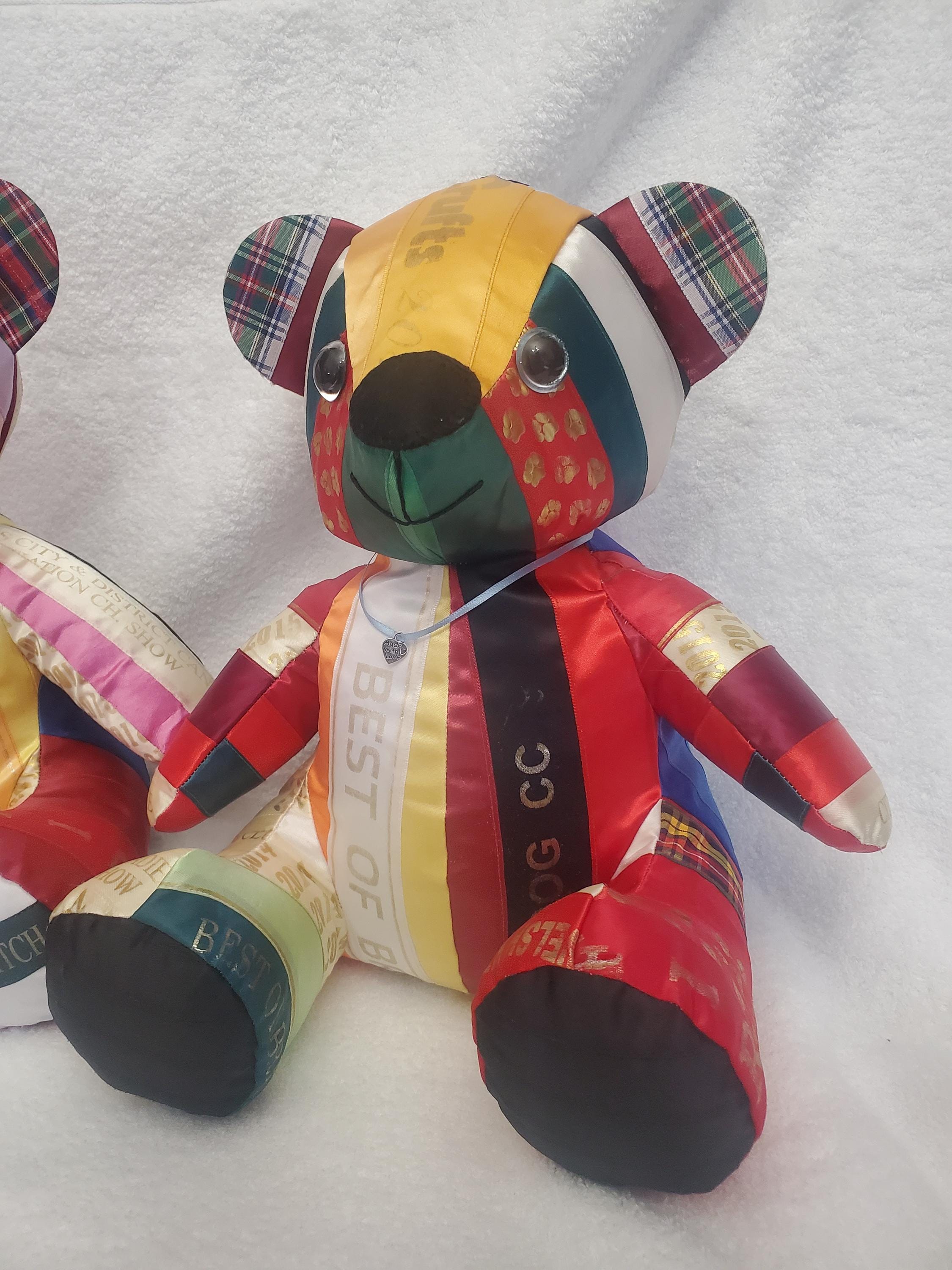 Rosette Ribbon Memory Bear: Bereavement Keepsake, Pet Loss Gift