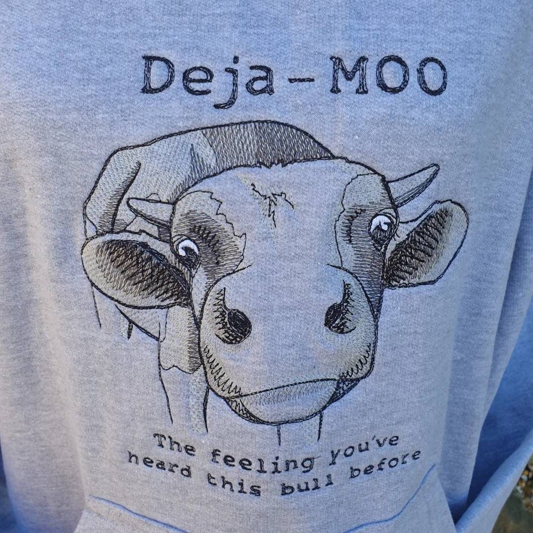 Embroidered Cow Hoodie: Funny Saying, Unisex Adult Hoodie