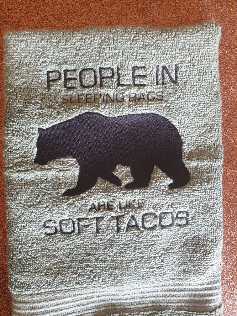 Embroidered Bear Camping Towel: Novelty Gift