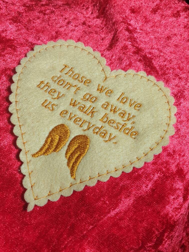 Embroidered Memory Cushion Patch: Custom Felt Heart