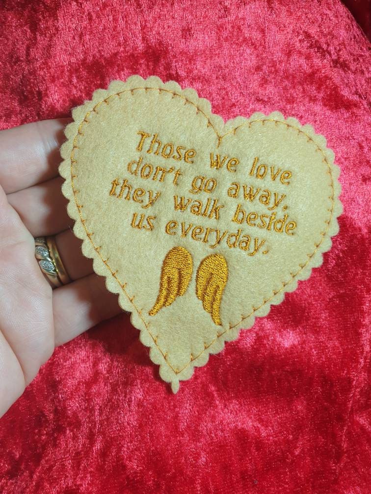 Embroidered Memory Cushion Patch: Custom Felt Heart