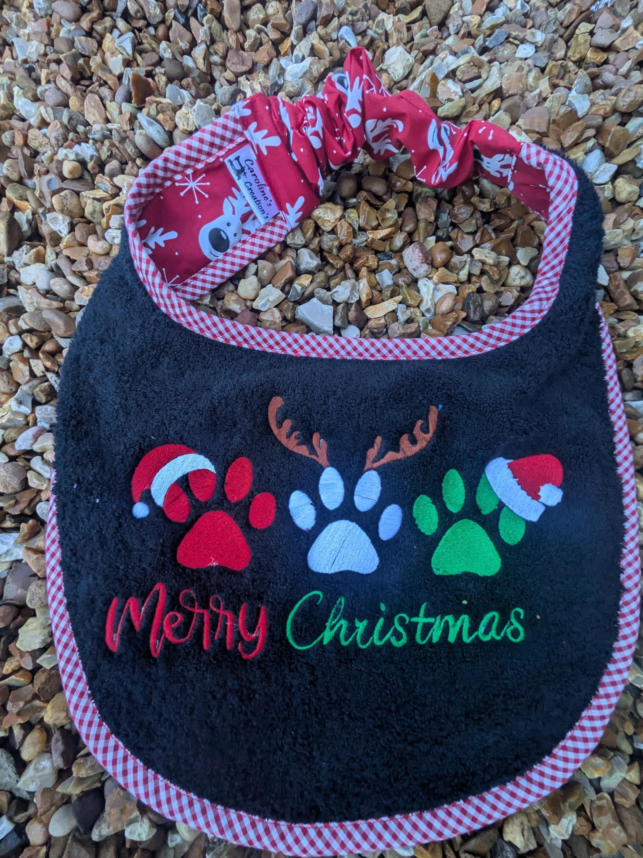 Christmas Dog Bib: Large Breed Terry Towel Drool Bib