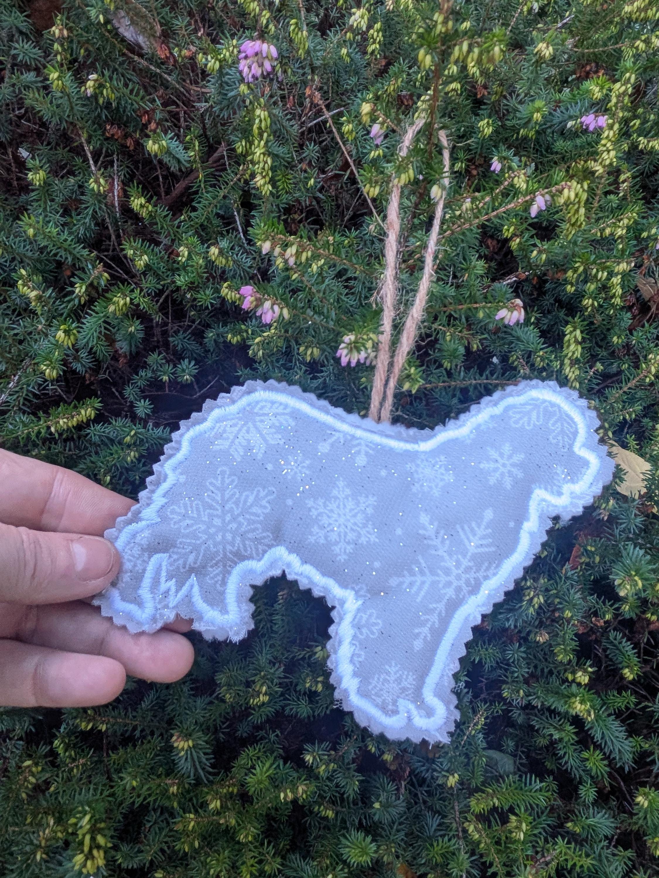 Newfoundland Christmas Tree Ornament: Glitter Fabric Dog Decoration