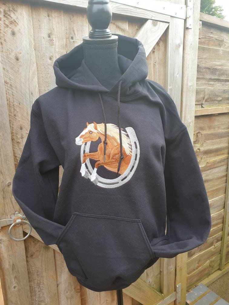 Personalized Embroidered Horse Hoodie: Equestrian Gift