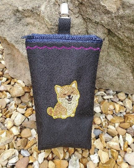 Shiba Inu Show bait bag .treat bag .dog show bag  . Dog treats , clip on bait bag , lined bait bag,