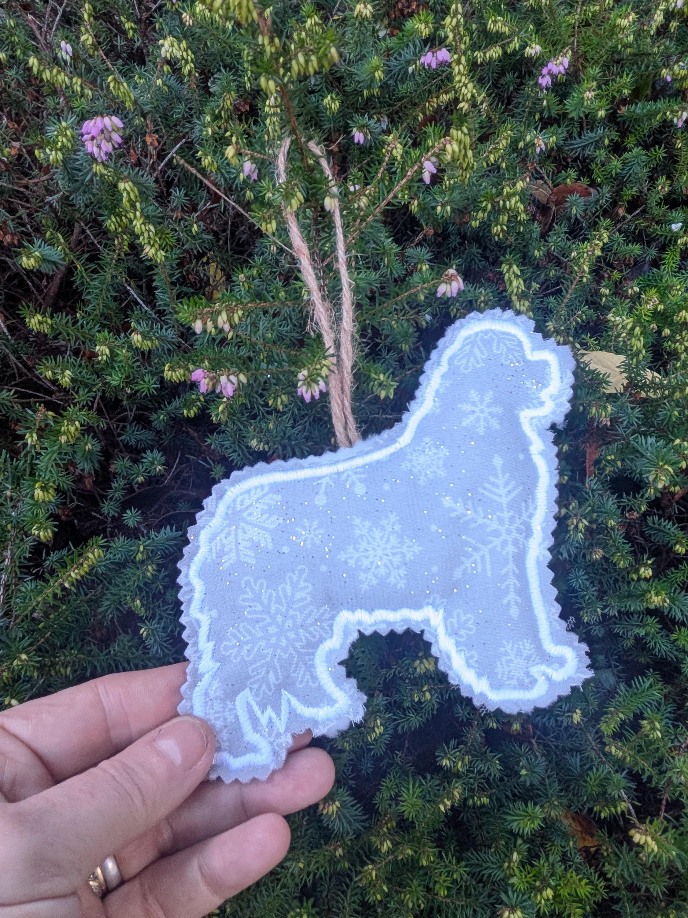 Newfoundland Christmas Tree Ornament: Glitter Fabric Dog Decoration
