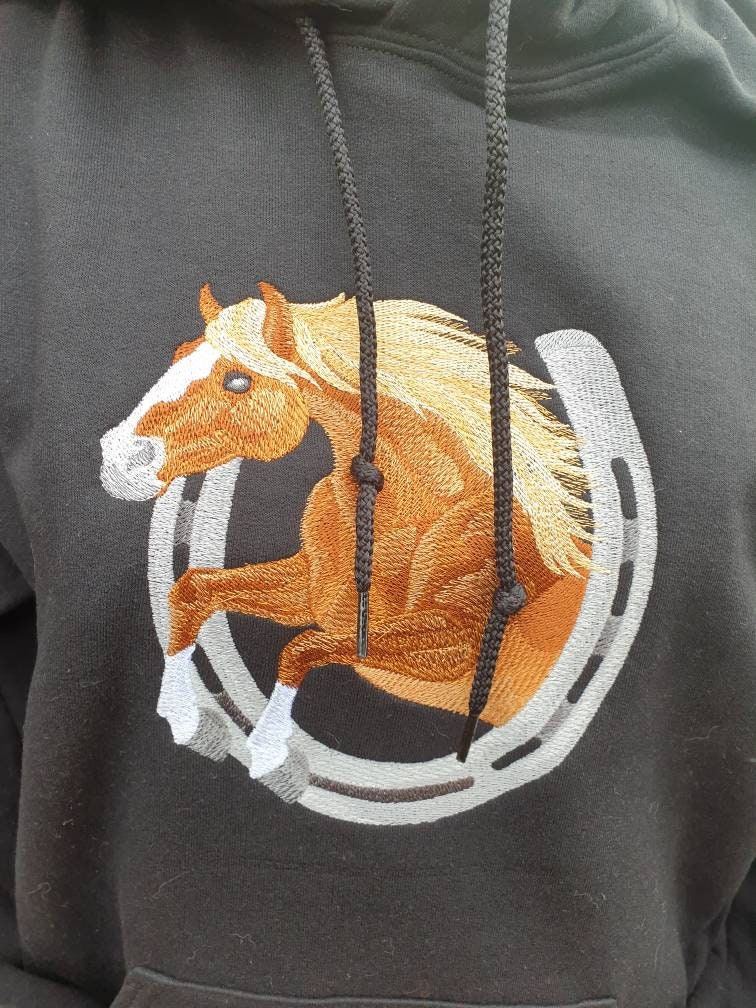 Personalized Embroidered Horse Hoodie: Equestrian Gift