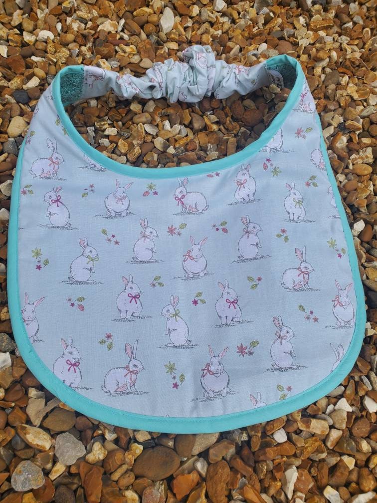 Large Breed Dog Bib: Absorbent Terry Towel, Bunny Design