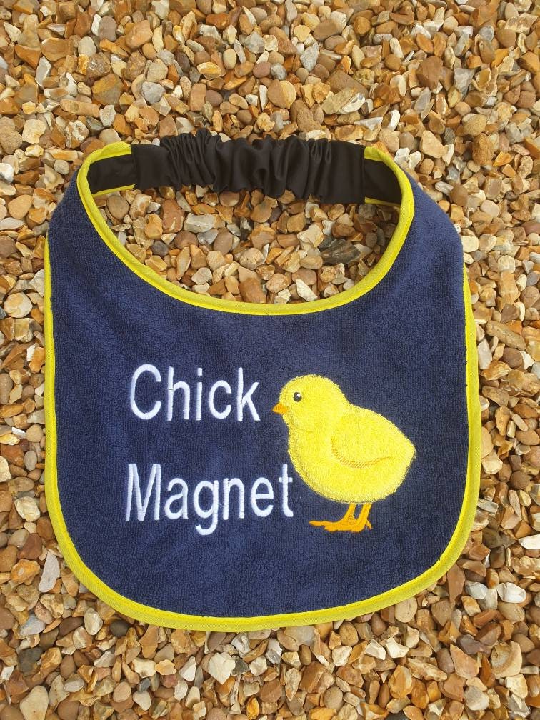 Large Breed Dog Bib: Terry Towel Slobber Bib with Chicken Applique