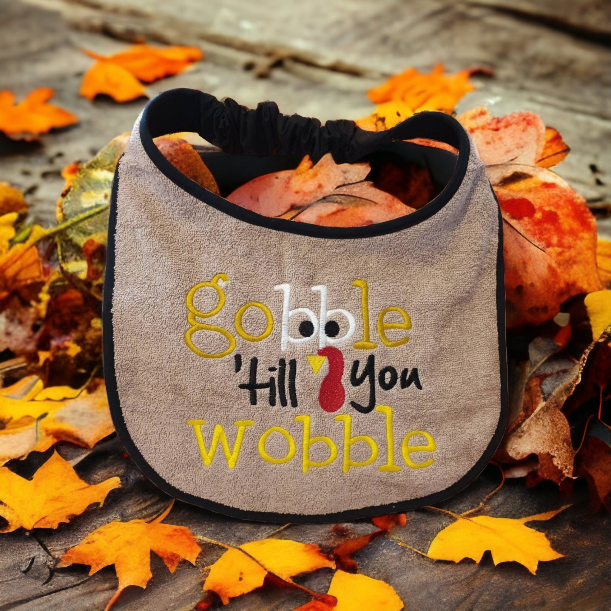 Large Dog Bib: Terry Towel Slobber Bib - Thanksgiving Design