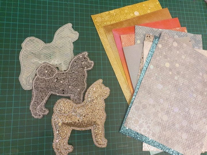 Akita Christmas Tree Ornament: Glitter Fabric Dog Decoration