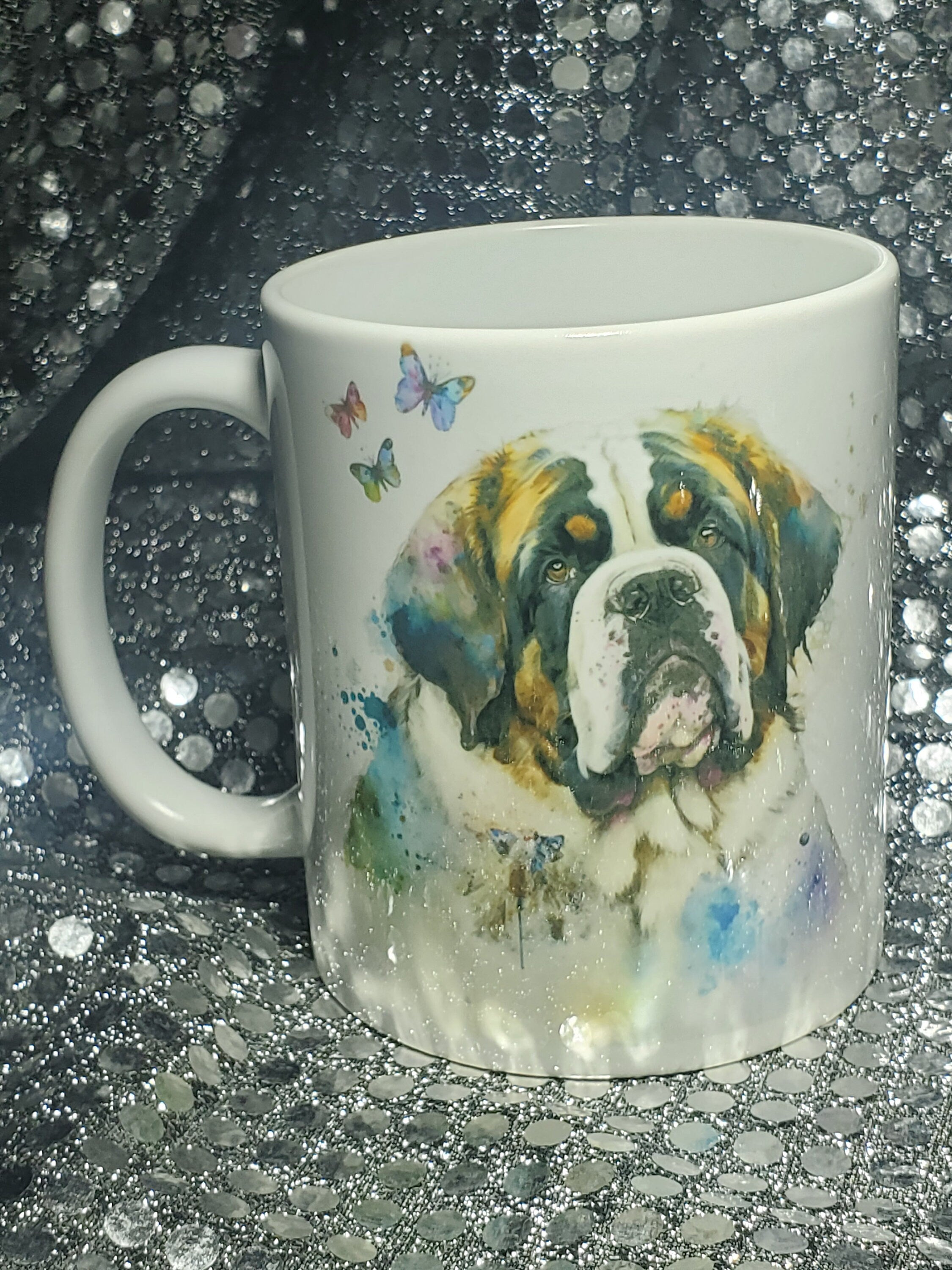 Personalized St Bernard Dog Mug: Watercolor Pet Portrait