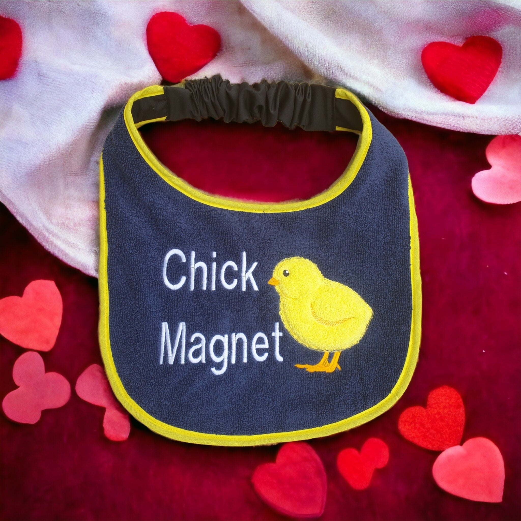Large Breed Dog Bib: Terry Towel Slobber Bib with Chicken Applique