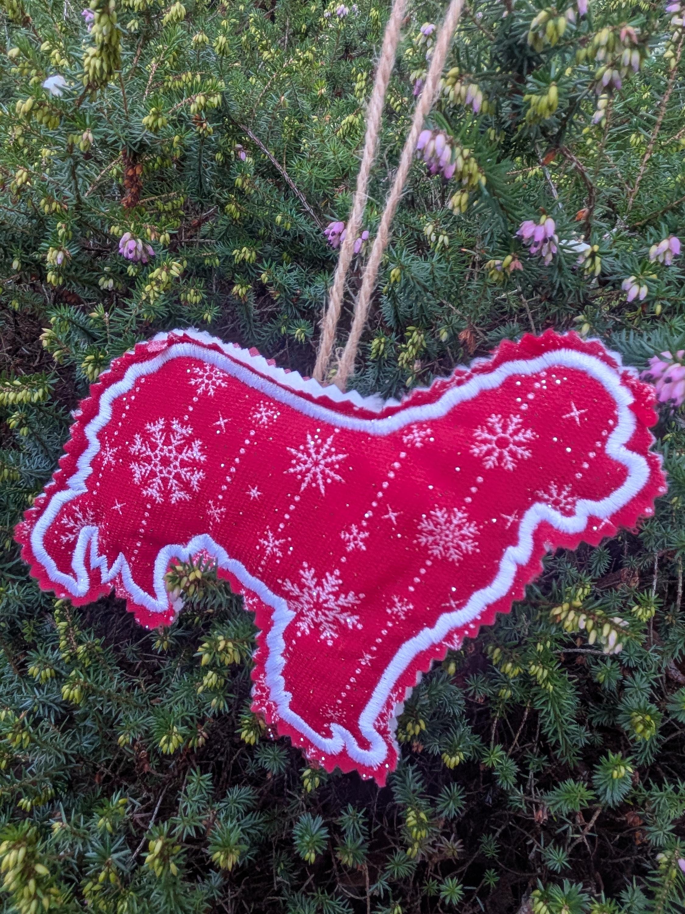 Newfoundland Christmas Tree Ornament: Glitter Fabric Dog Decoration
