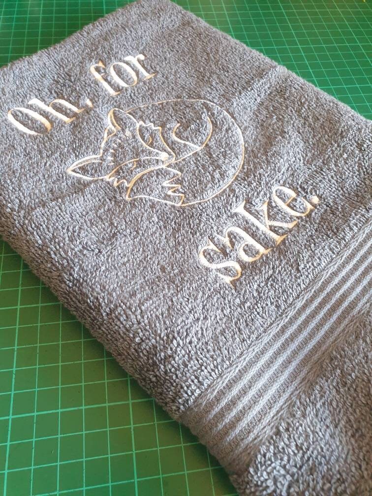 Embroidered Novelty Towel: Funny Fox Gift, Personalized