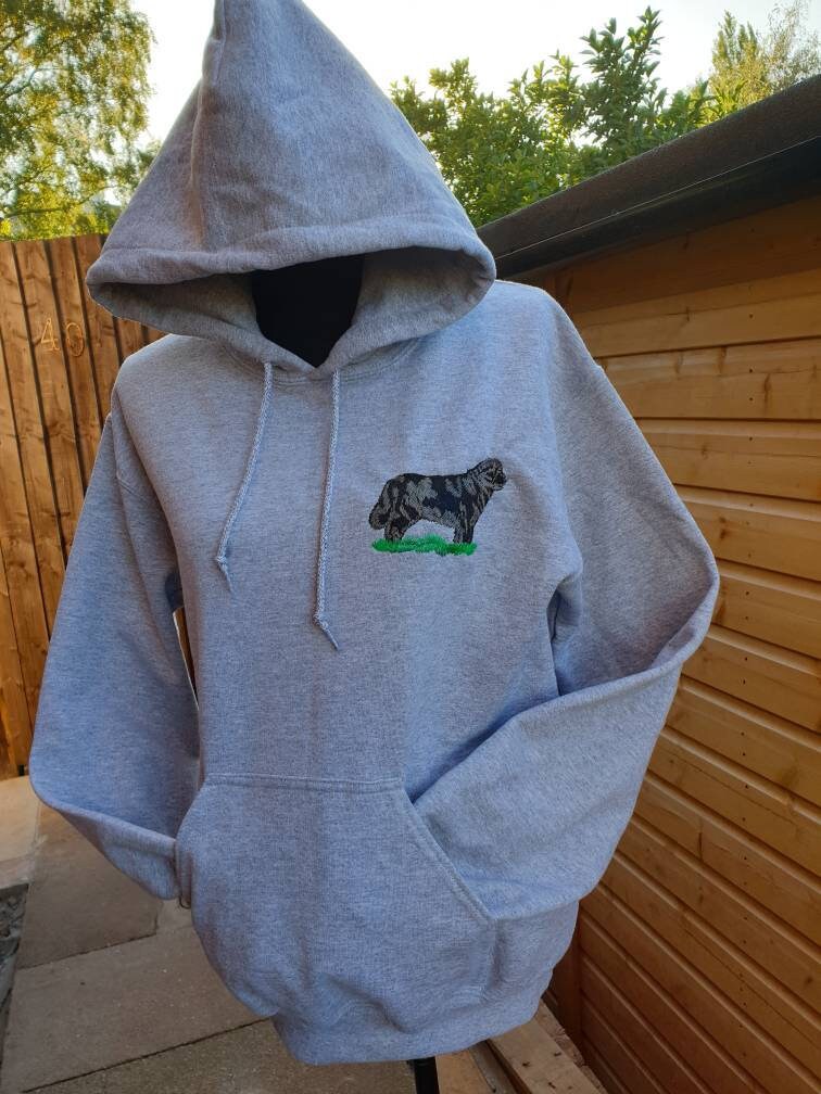 Embroidered Newfoundland Dog Hoodie: Unisex Adult Sweatshirt