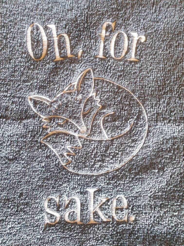 Embroidered Novelty Towel: Funny Fox Gift, Personalized