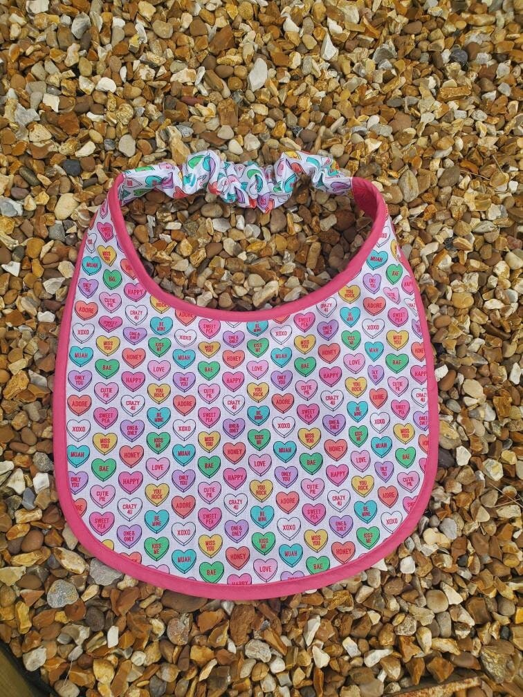 Large Breed Dog Bib: Absorbent Terry Towel, Hearts Design