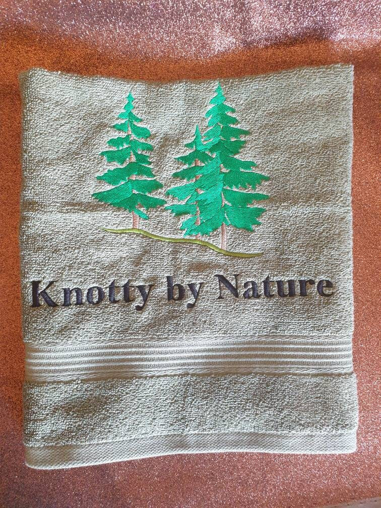Embroidered Pine Tree Towel: Novelty Nature Gift