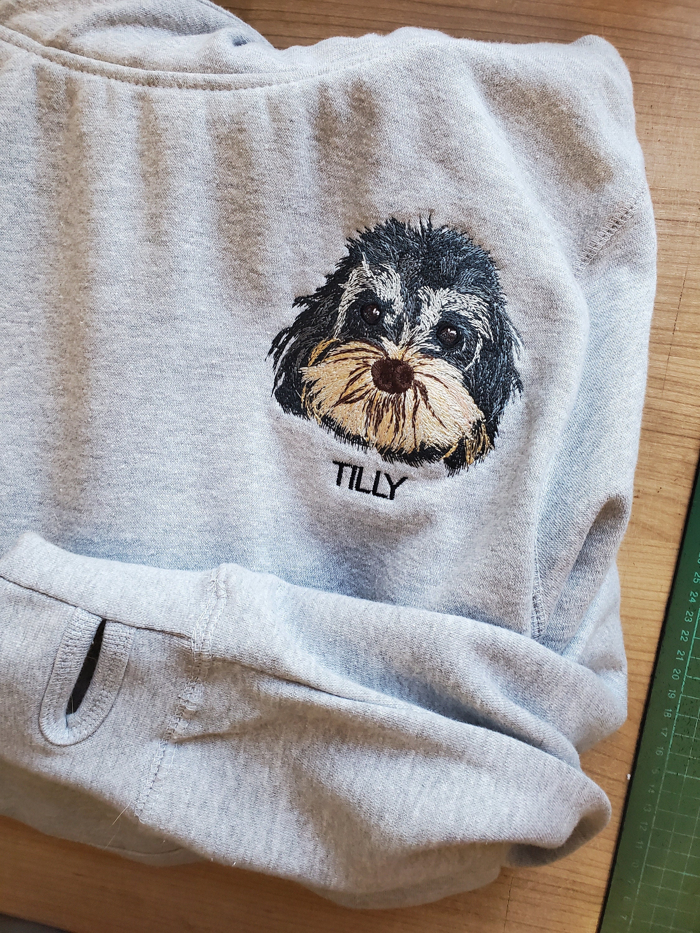 Personalized Embroidered Pet Portrait Hoodie: Custom Pet Embroidery