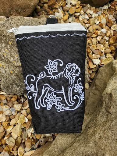 Embroidered Shar Pei Dog Treat Bag: Clip-On Show Bait Pouch