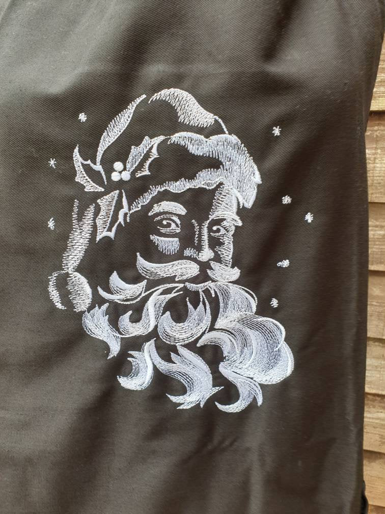 Embroidered Santa Christmas Apron: Novelty Kitchen Gift