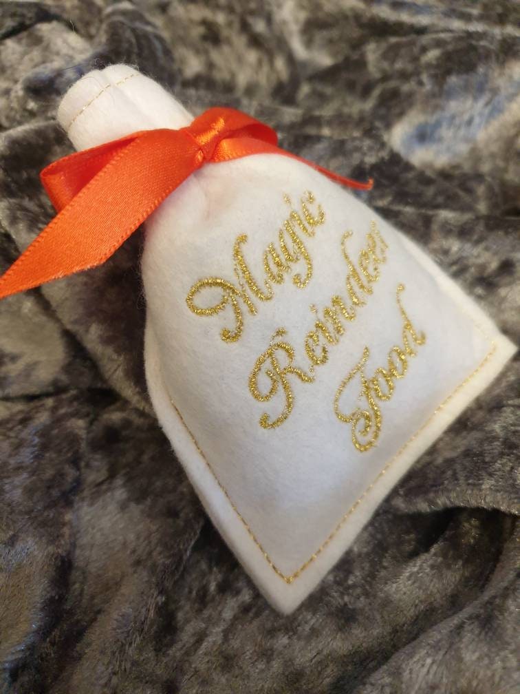 Embroidered Magic Reindeer Food Sack: Christmas Eve Gift