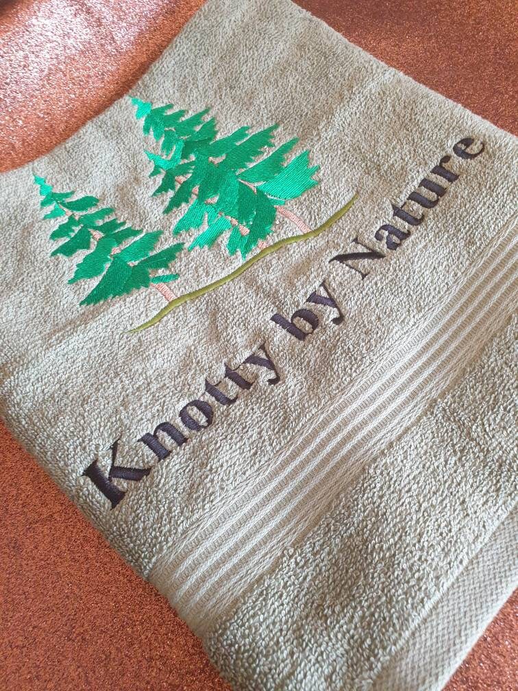 Embroidered Pine Tree Towel: Novelty Nature Gift