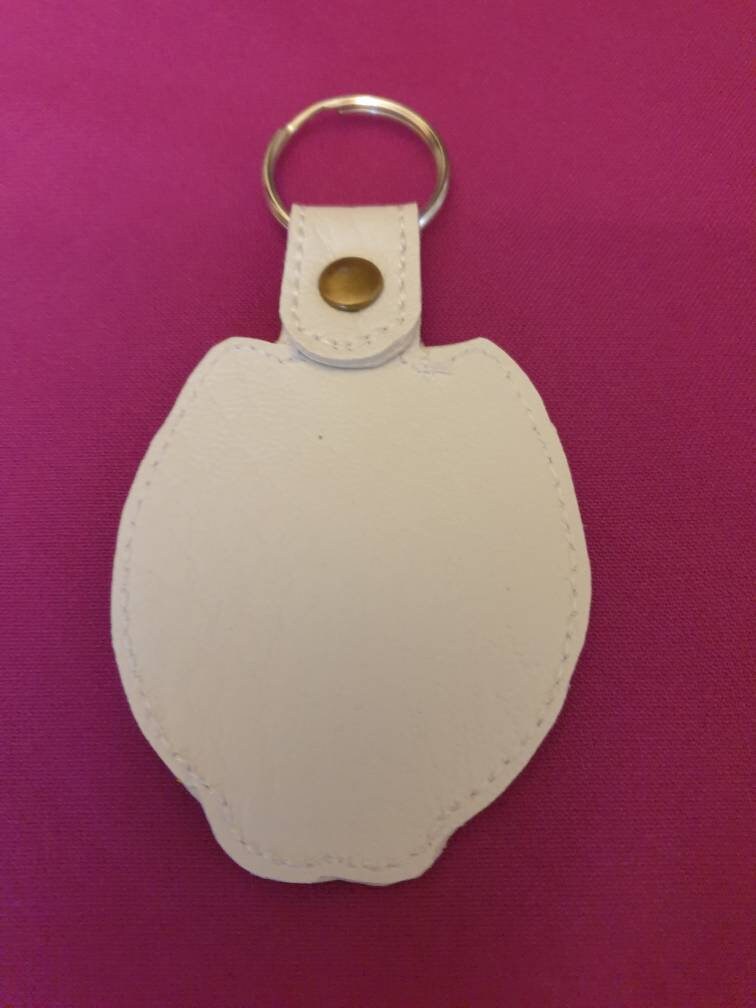 Embroidered Owl Keyring: Vinyl Key Fob, Bag Charm