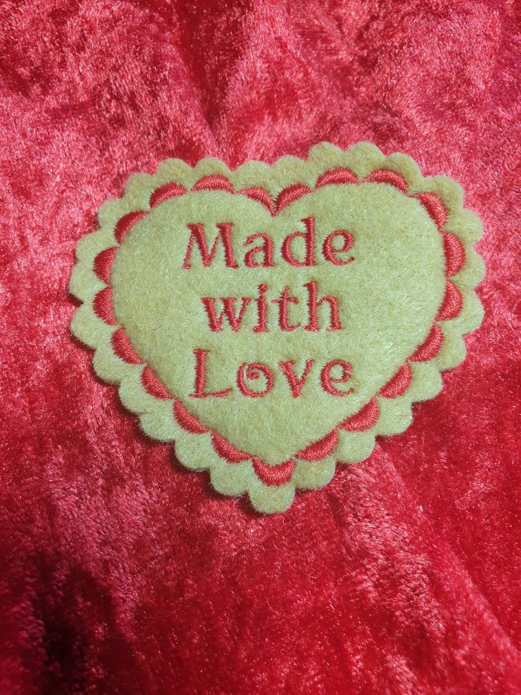 Embroidered Heart Patch: Felt Memory Cushion Pillow, Made with Love (Pack of 4)