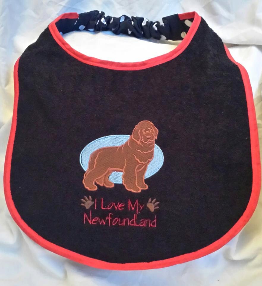 Large Dog Bib: Newfoundland Breed, Terry Towel Drool Slobber Bib