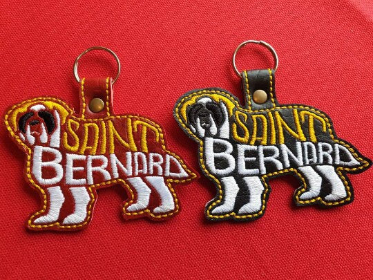 Embroidered St Bernard Keyring: Vinyl Key Fob