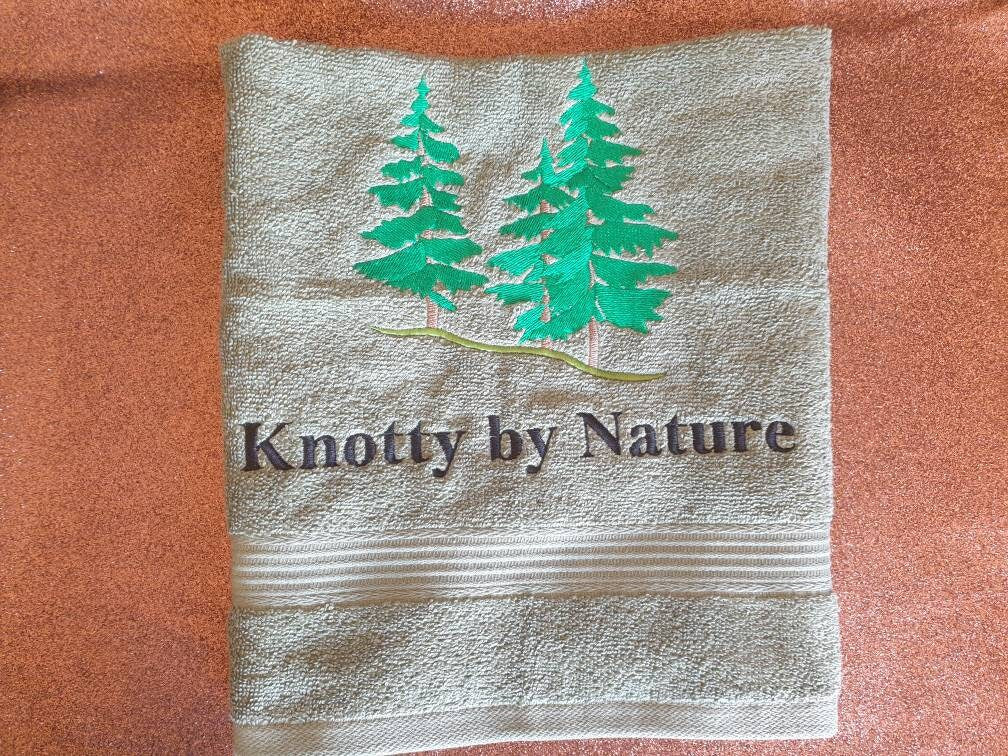 Embroidered Pine Tree Towel: Novelty Nature Gift