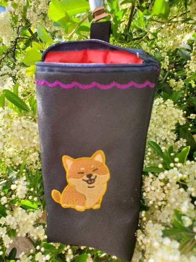 Shiba Inu Show bait bag .treat bag .dog show bag  . Dog treats , clip on bait bag , lined bait bag,